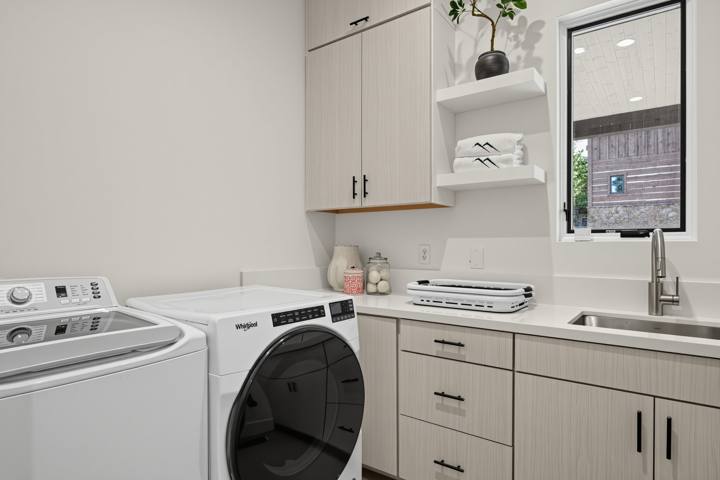 Laundry room with washer, dryer and utility sink